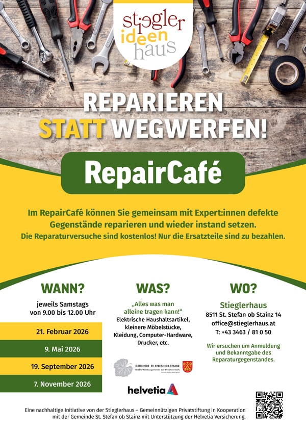 RepairCafé 2026, Stieglerhaus RepairCafé 2026, Stieglerhaus